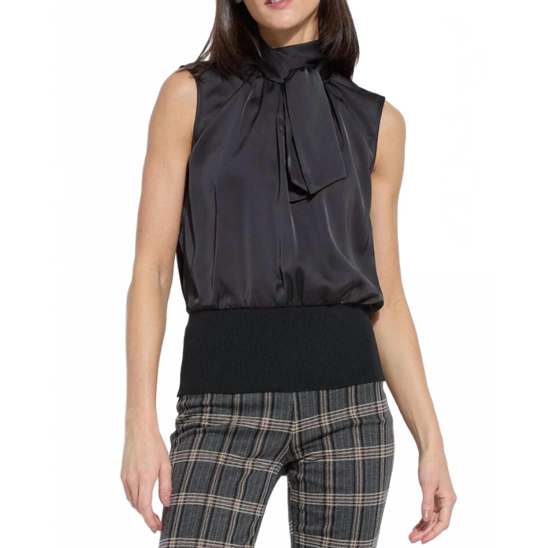 New Lysse Indira Mixmedia Scarf Blouse In Black